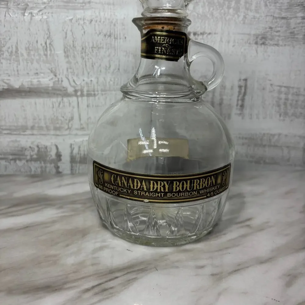 Vintage Canada Dry Bourbon Textured Glass Decanter with Stopper